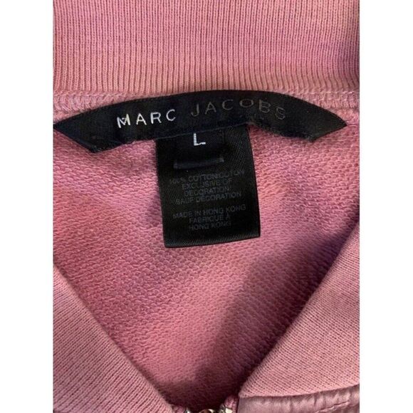 Marc Jacobs Authentic Solid Pink Long Sleeve Zip Up Sweater Bomber Jacket Large - Picture 7 of 9